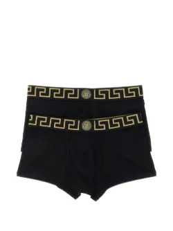 Versace Men Two-Pack Of Bi-Stretch Organic Cotton Boxers With Gold Logo VERSACE