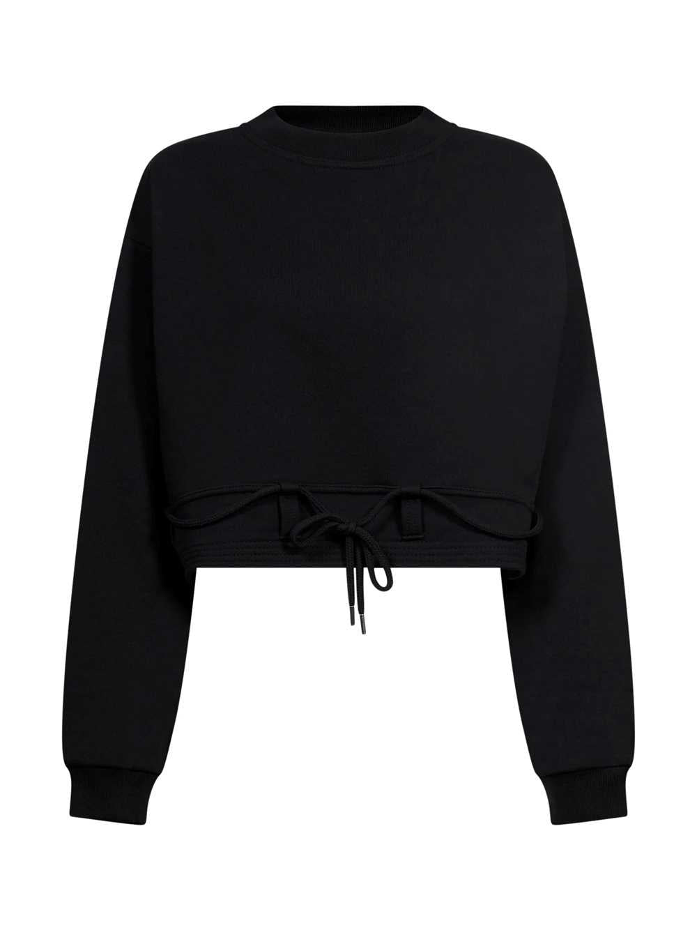 Dries Van Noten Women Black Drawstring Crew-Neck Cropped Sweatshirt DRIES VAN NOTEN