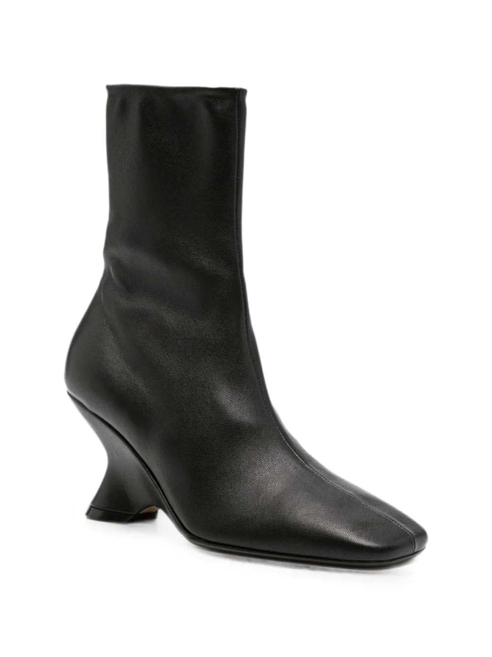 Dries Van Noten Women Black Leather Heeled Ankle Boots DRIES VAN NOTEN