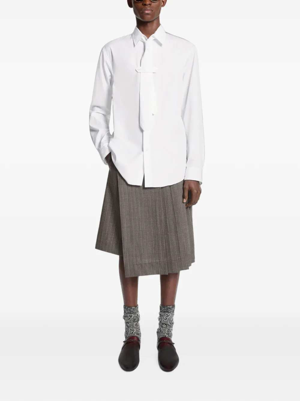 Dries Van Noten Men Classic Cotton Shirt With Tie DRIES VAN NOTEN