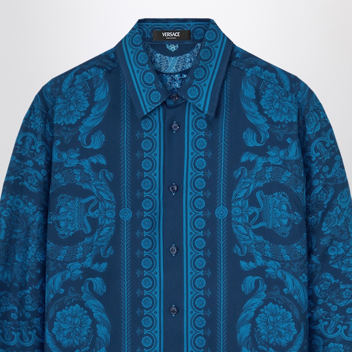 Versace Slim-Fit Printed Silk Twill Shirt In Blue Men VERSACE