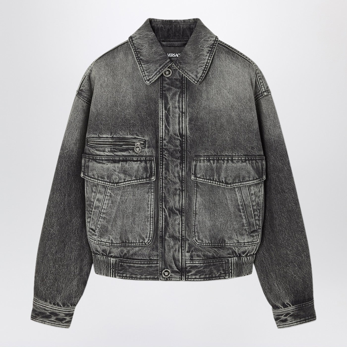 Versace Grey Denim Blouson Jacket Men VERSACE