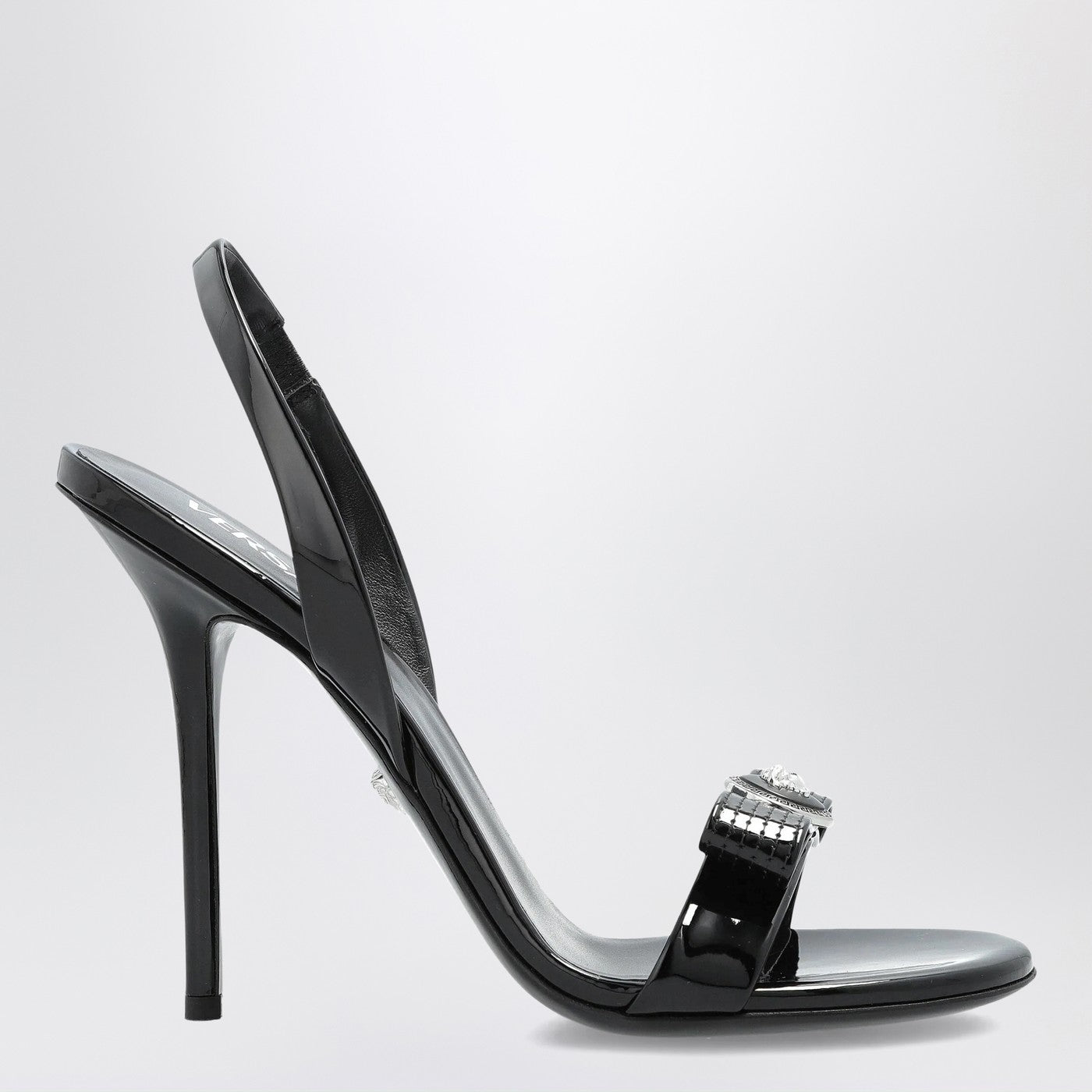 Versace Black Sandals With Medusa Bow Women VERSACE