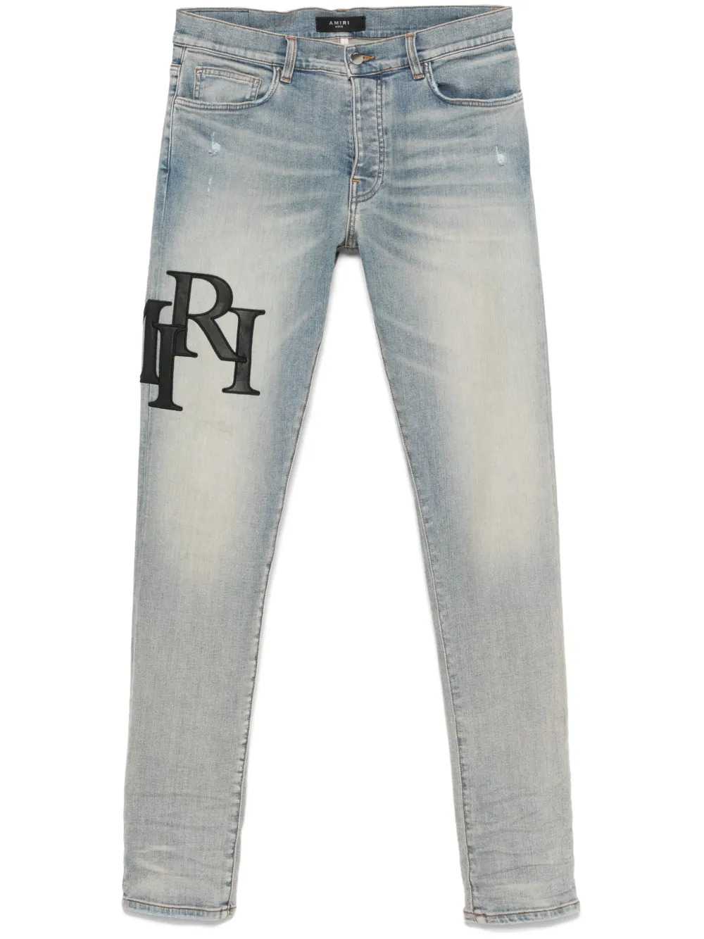 Amiri Men Skinny Jeans With Offset Logo - Black/Red AMIRI