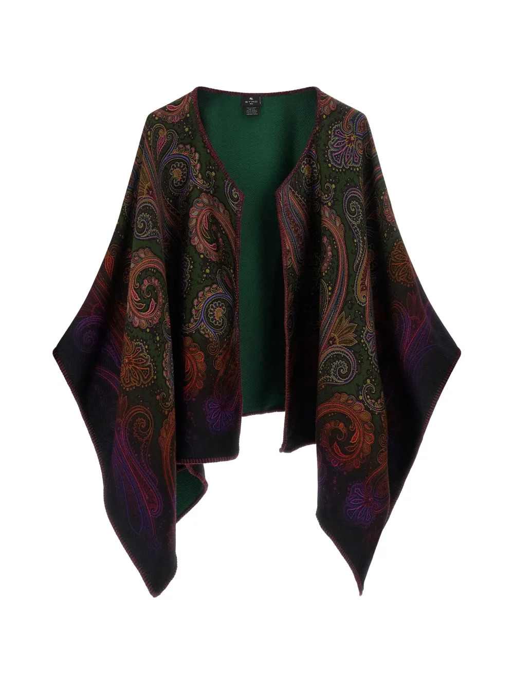 Etro Women Reversible Wool Cape With A Shaded Paisley Pattern ETRO