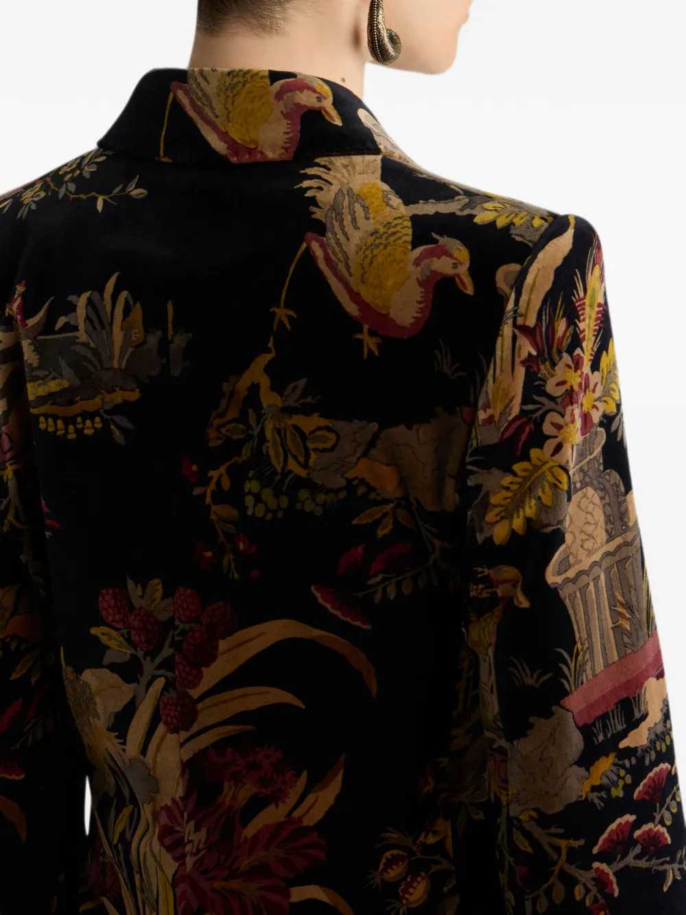 Etro Women Double-Breasted Cotton Velvet Jacket With Floral And Animal Print ETRO