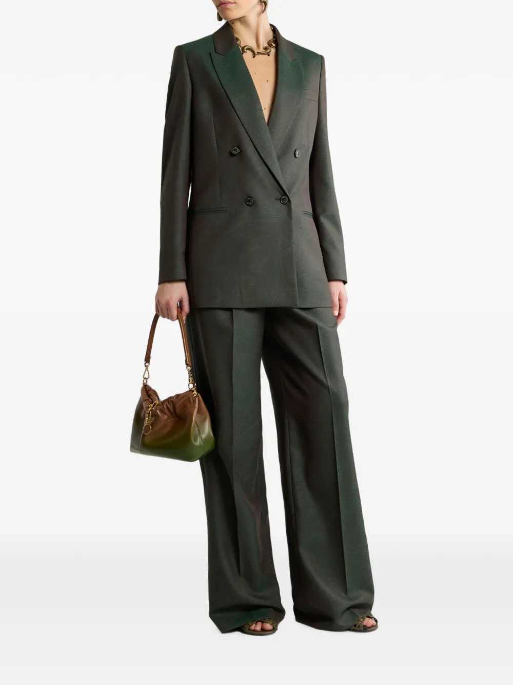 Etro Women Double-Breasted Wool Jacquard Jacket With Paisley Motif ETRO