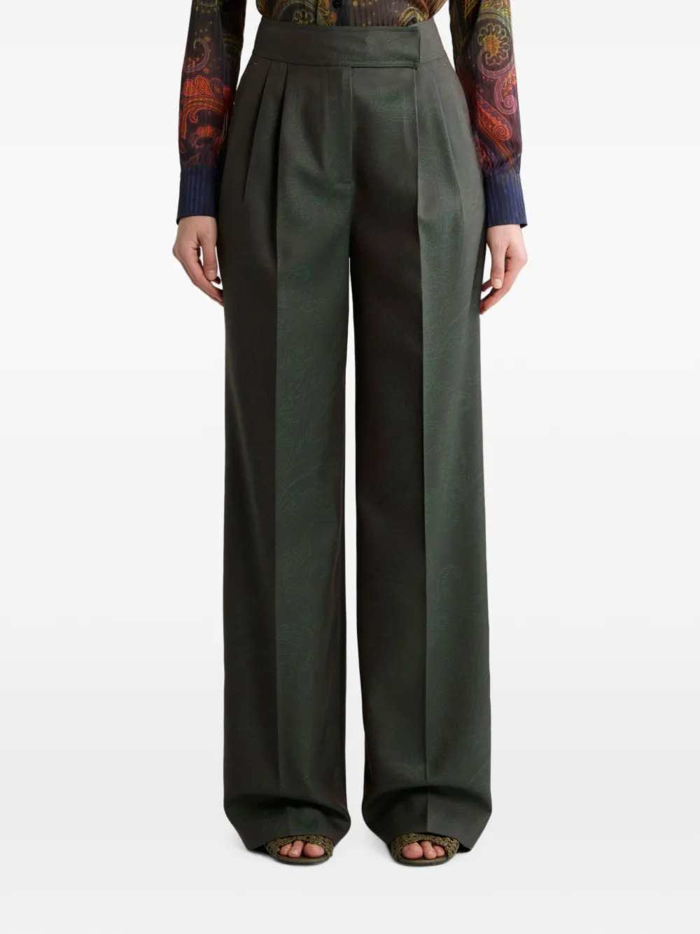 Etro Women Jacquard Wool Trousers With Pleats And Paisley Pattern ETRO