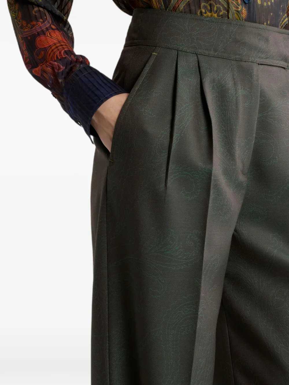 Etro Women Jacquard Wool Trousers With Pleats And Paisley Pattern ETRO