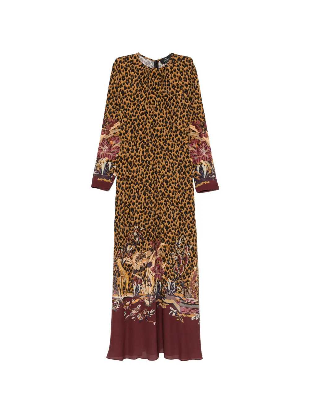 Etro Women Leopard-Print Maxi Dress With Floral Trim. ETRO