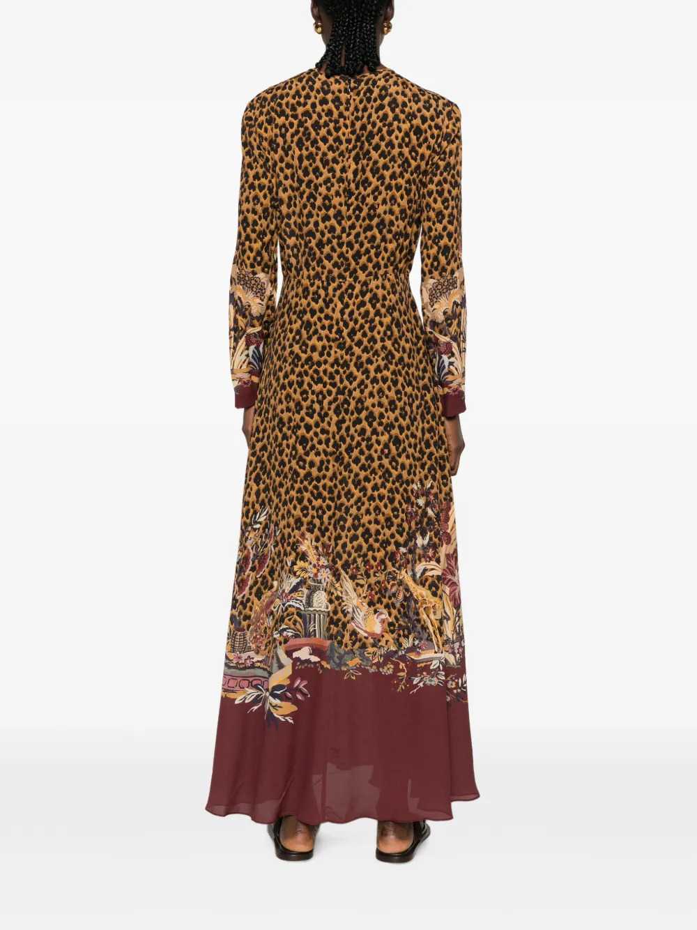 Etro Women Leopard-Print Maxi Dress With Floral Trim. ETRO
