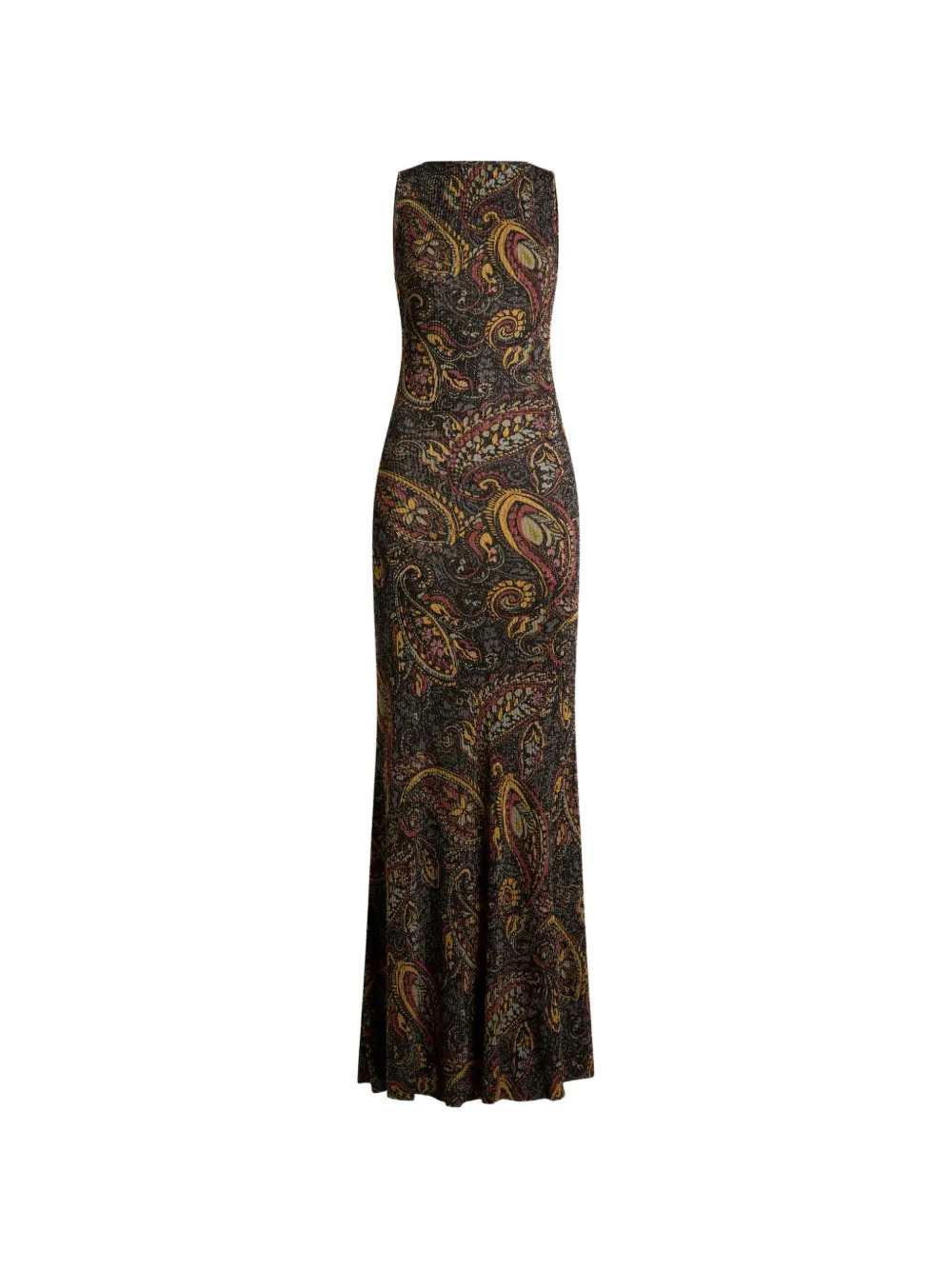 Etro Women Ribbed Maxi Dress With Paisley Floral Pattern ETRO