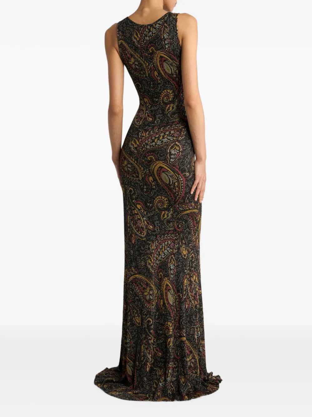 Etro Women Ribbed Maxi Dress With Paisley Floral Pattern ETRO