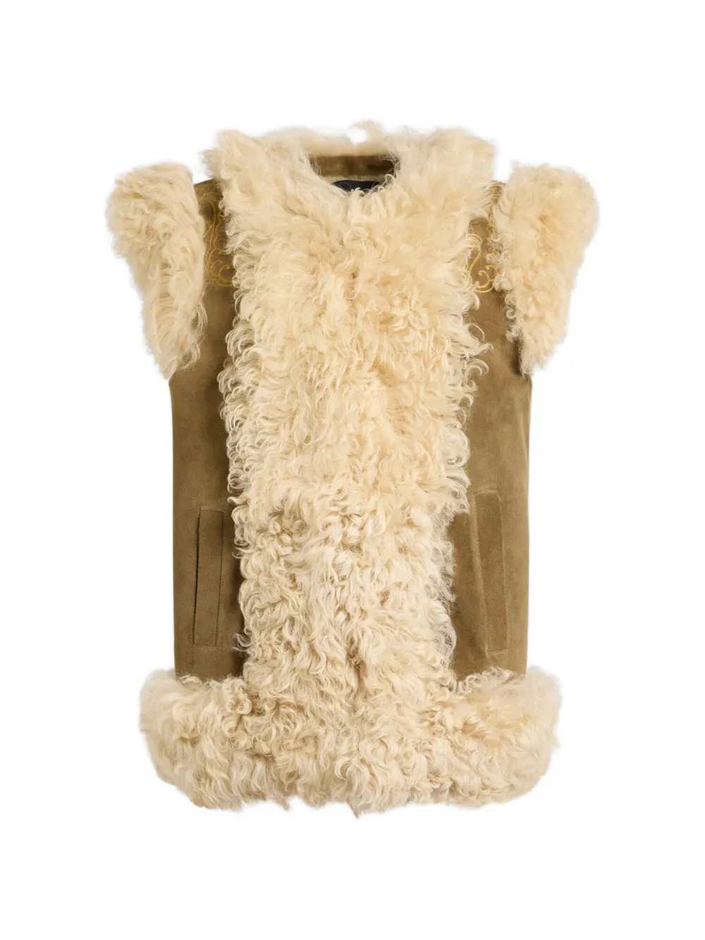 Etro Women Shearling Vest With Peacock Embroidery ETRO