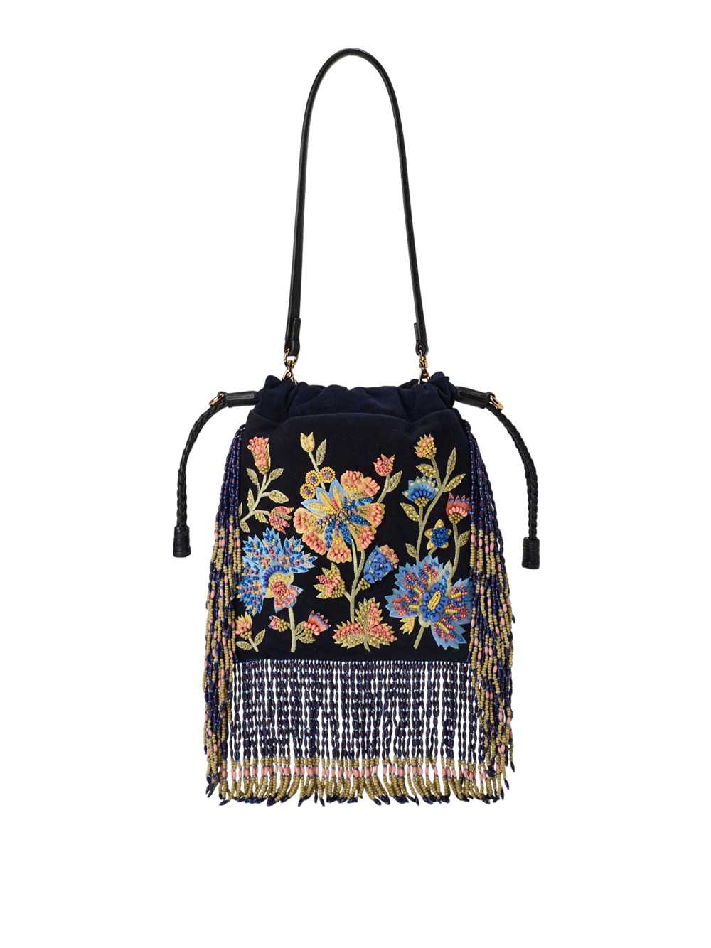 Etro Women Small Kalispera Suede Bag With Floral Embroidery And Pearls ETRO