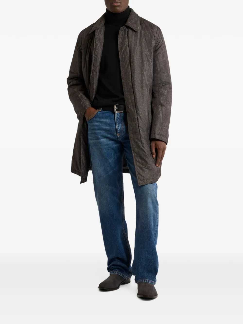 Etro Men Padded Raincoat With Arnica Motif ETRO