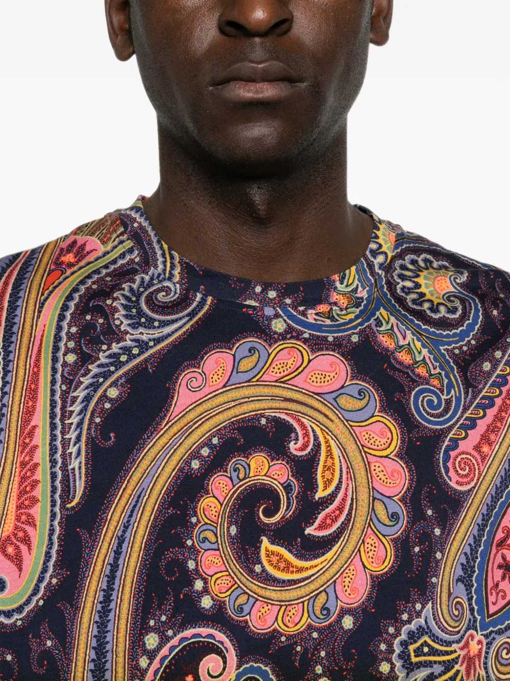Etro Men Cotton Jersey T-Shirt With A Shaded Paisley Pattern ETRO