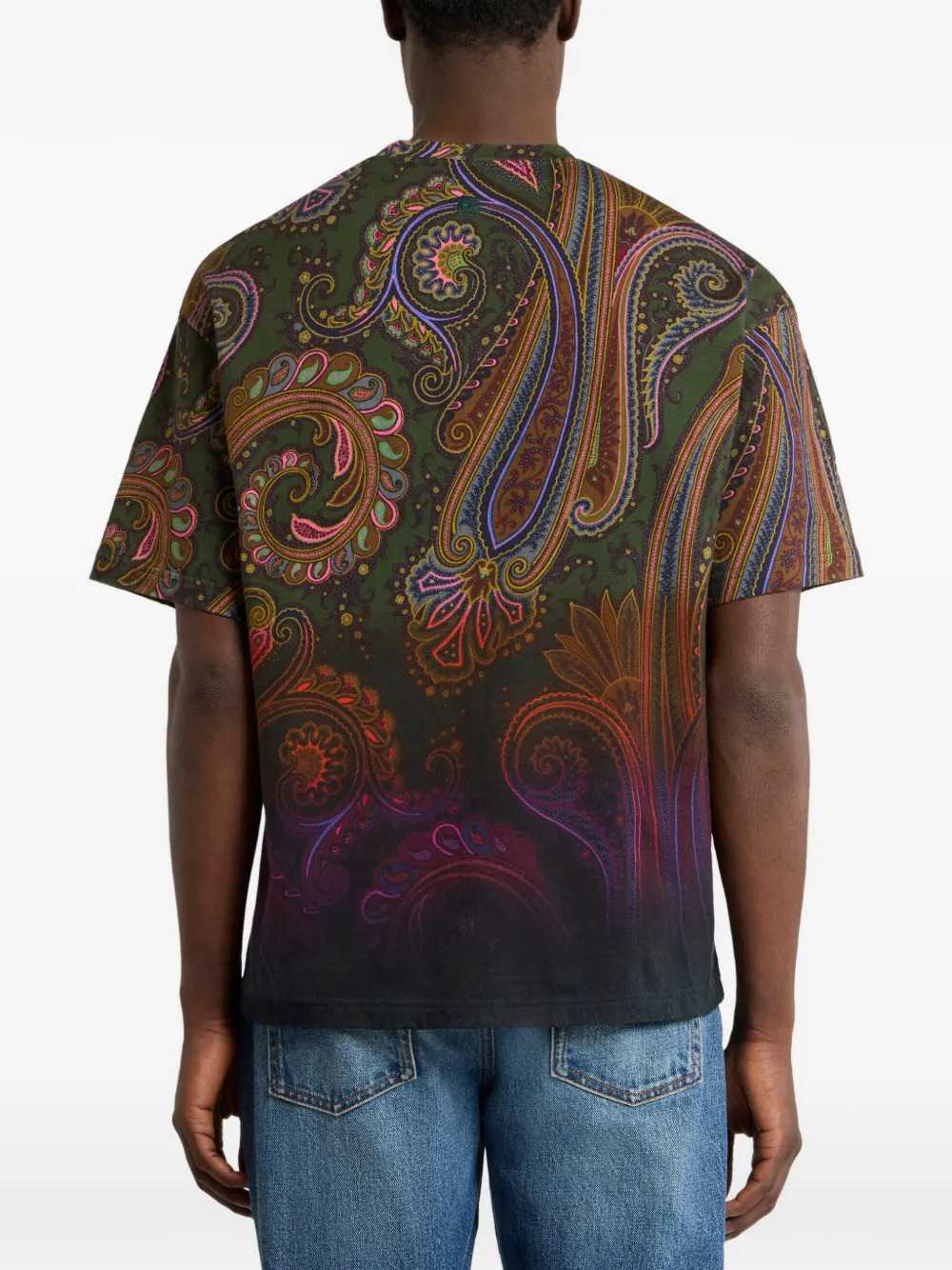 Etro Men Cotton Jersey T-Shirt With A Shaded Paisley Pattern ETRO