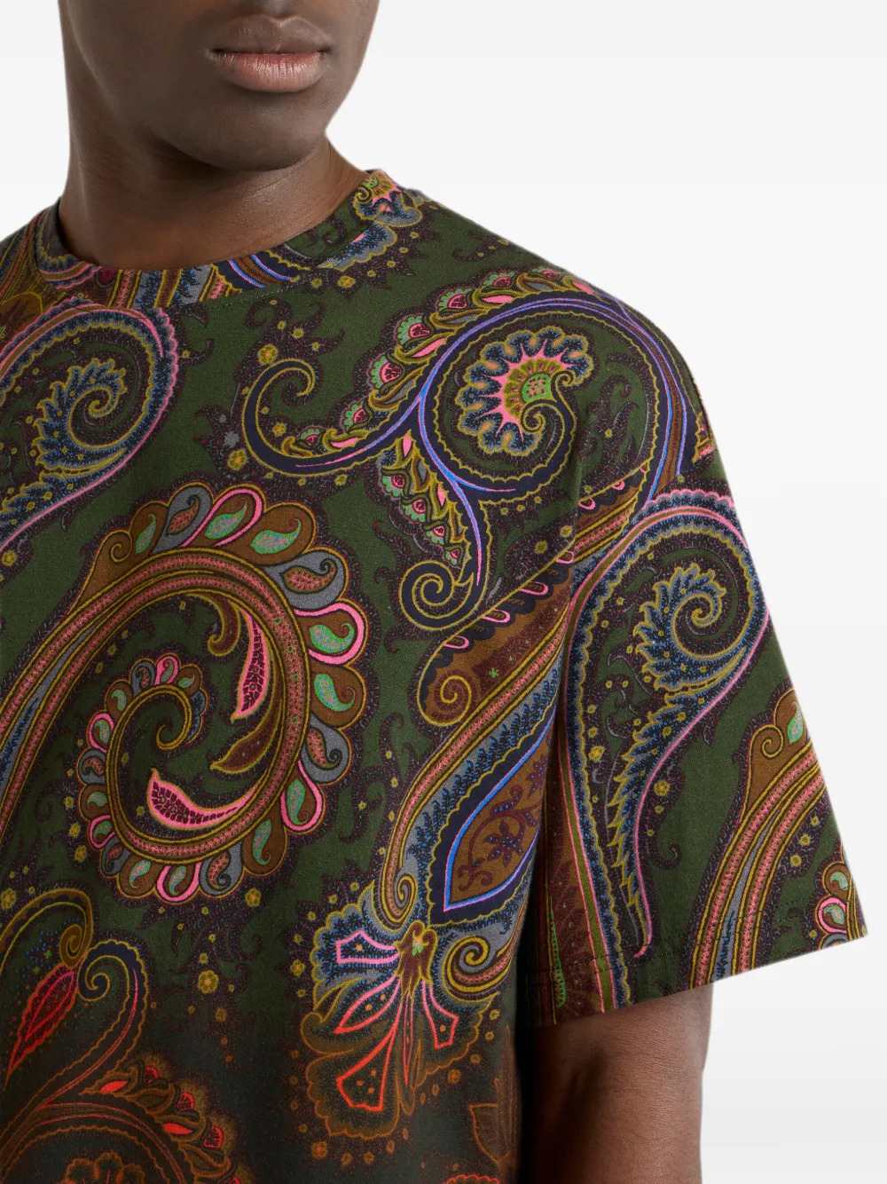 Etro Men Cotton Jersey T-Shirt With A Shaded Paisley Pattern ETRO