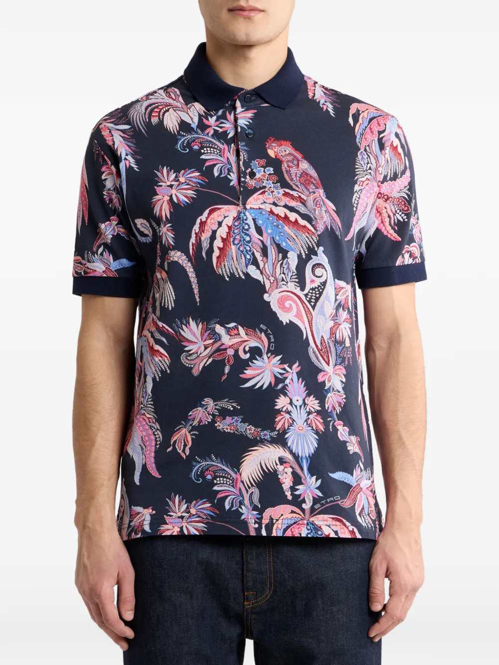 Etro Men Palm And Parrot Print Polo Shirt ETRO