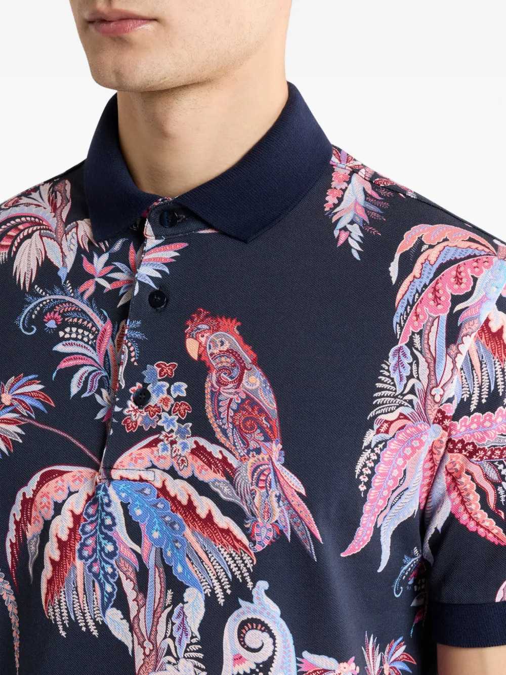 Etro Men Palm And Parrot Print Polo Shirt ETRO