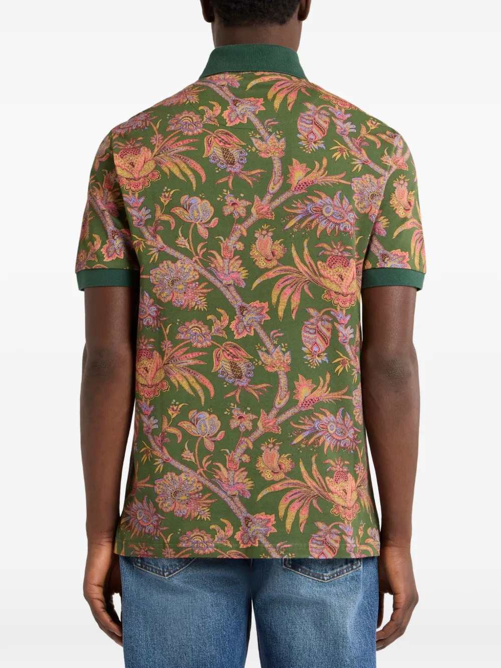 Etro Men Cotton Piqué Polo Shirt With Paisley Floral Motif ETRO