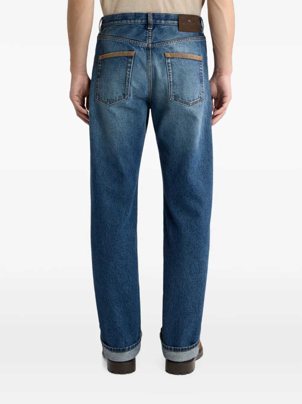 Etro Men Cotton Denim Jeans With Contrast Details And A Straight-Leg Cut ETRO