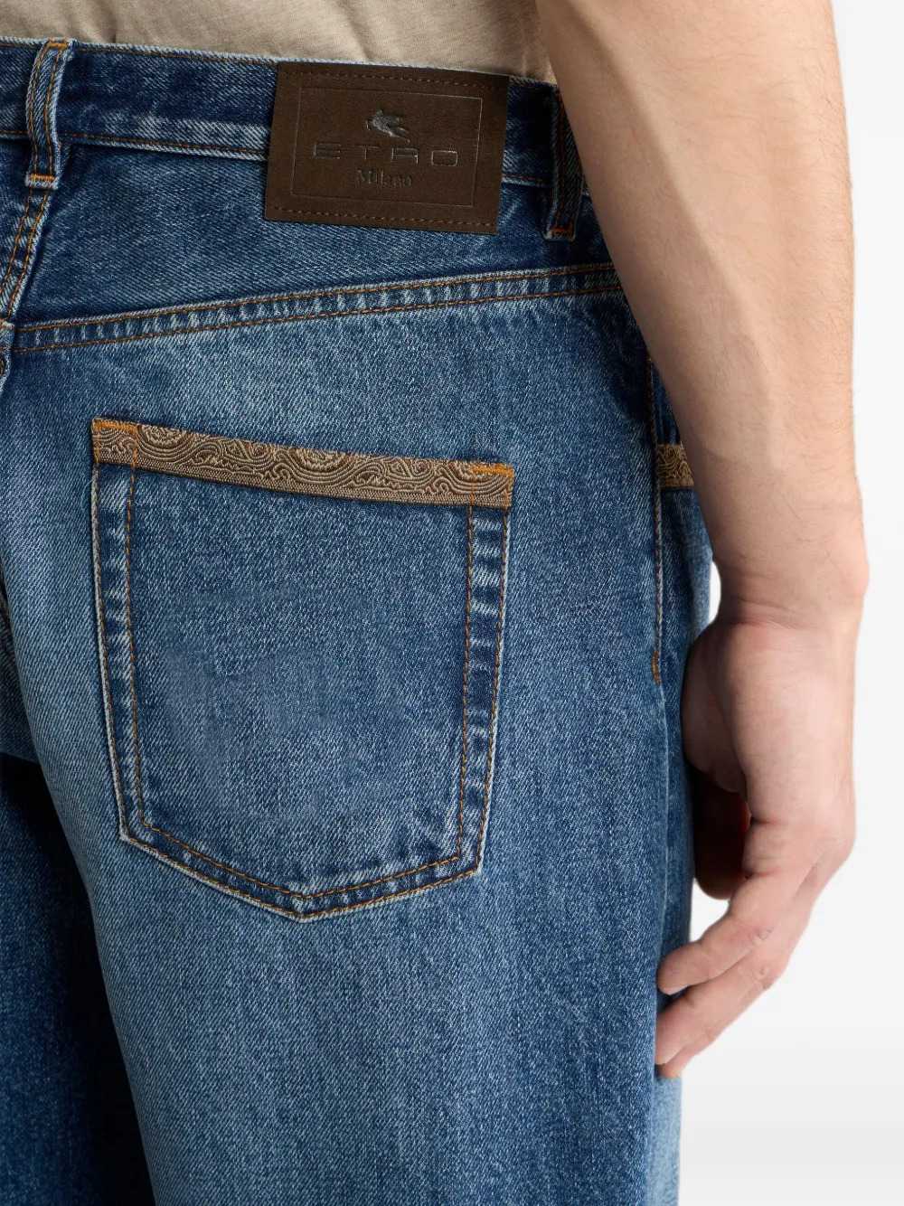 Etro Men Cotton Denim Jeans With Contrast Details And A Straight-Leg Cut ETRO