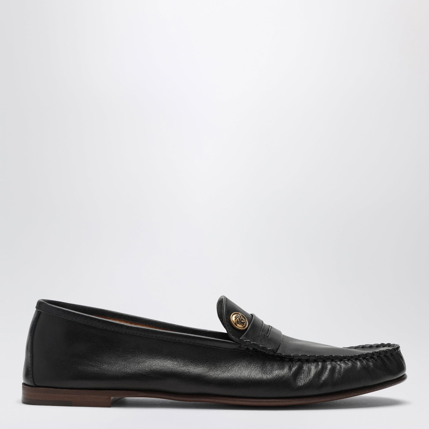 Versace Black Guanto Loafers In Calf Leather Men VERSACE