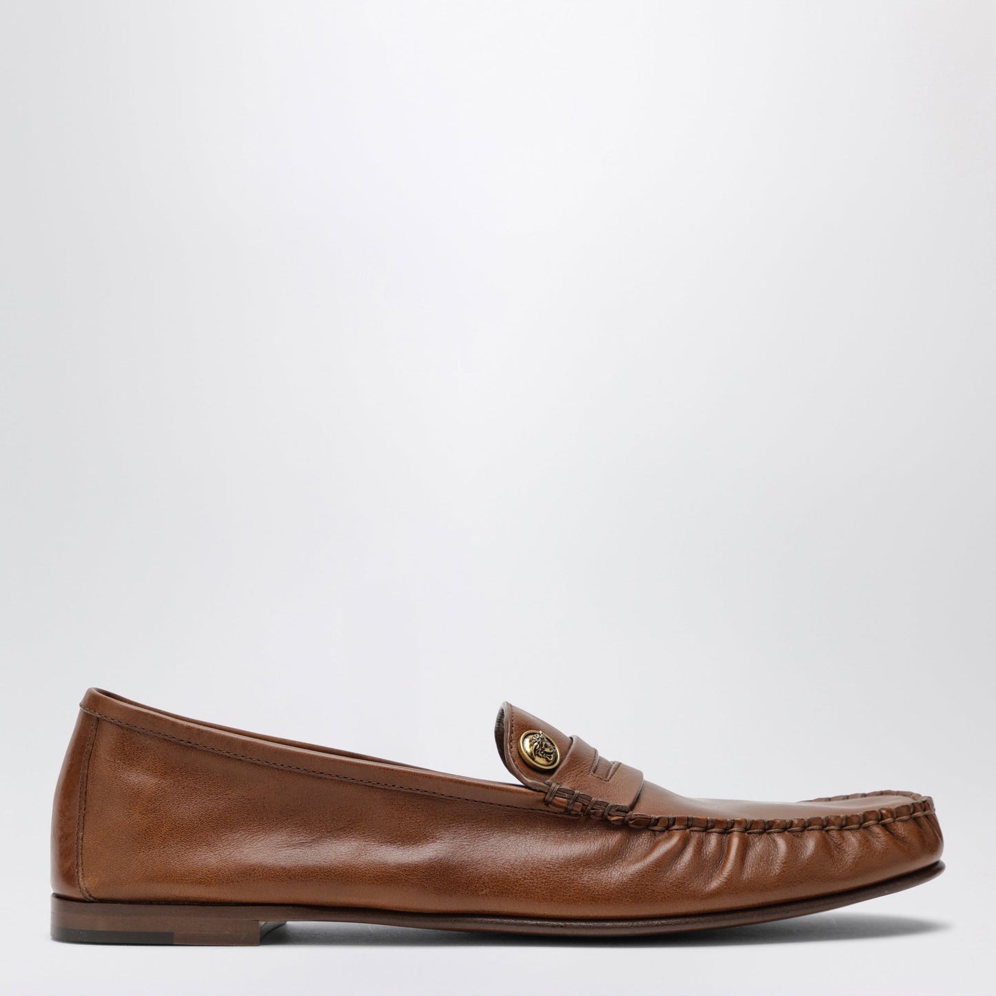 Versace Brown Guanto Loafers In Calf Leather Men VERSACE