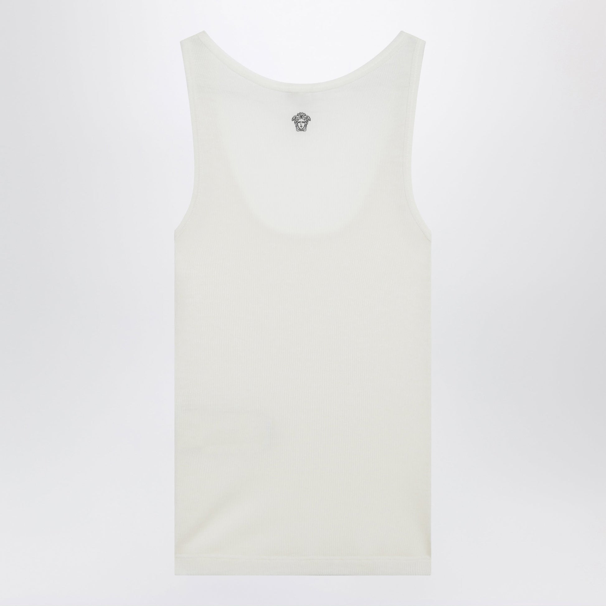 Versace Cream Wool Tank Top With Logo Embroidery Women VERSACE