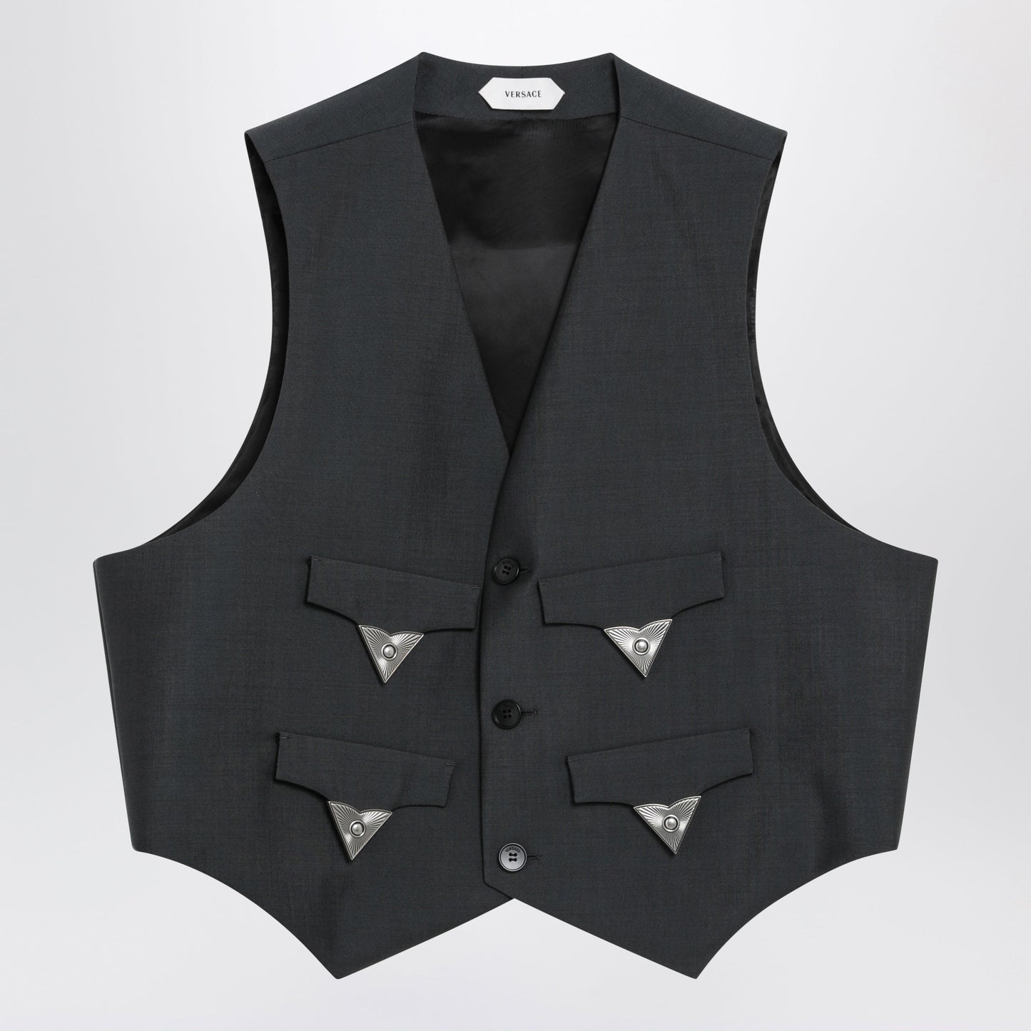 Versace Grey Mohair Wool Vest Men VERSACE