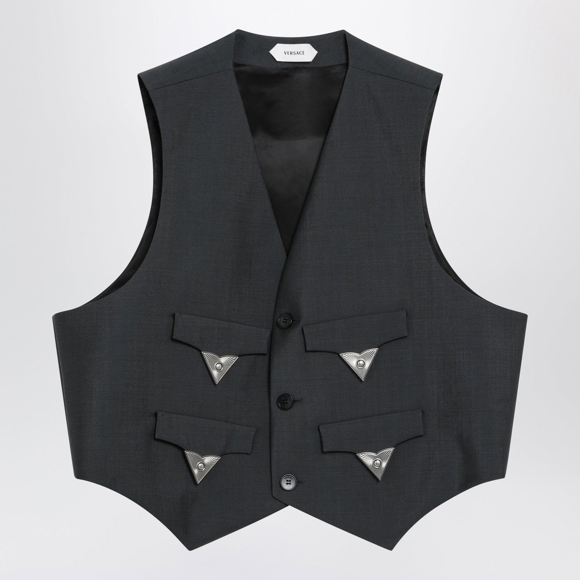 Versace Grey Mohair Wool Vest Men VERSACE