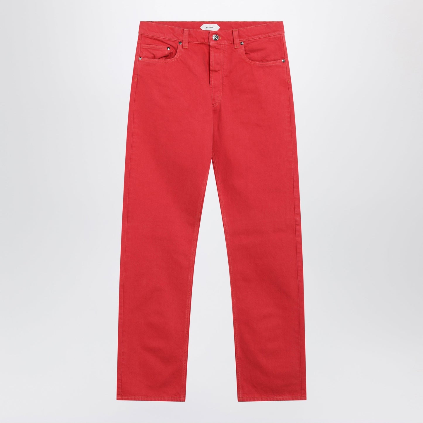 Versace Straight-Leg Cotton Denim Jeans In Red Men VERSACE