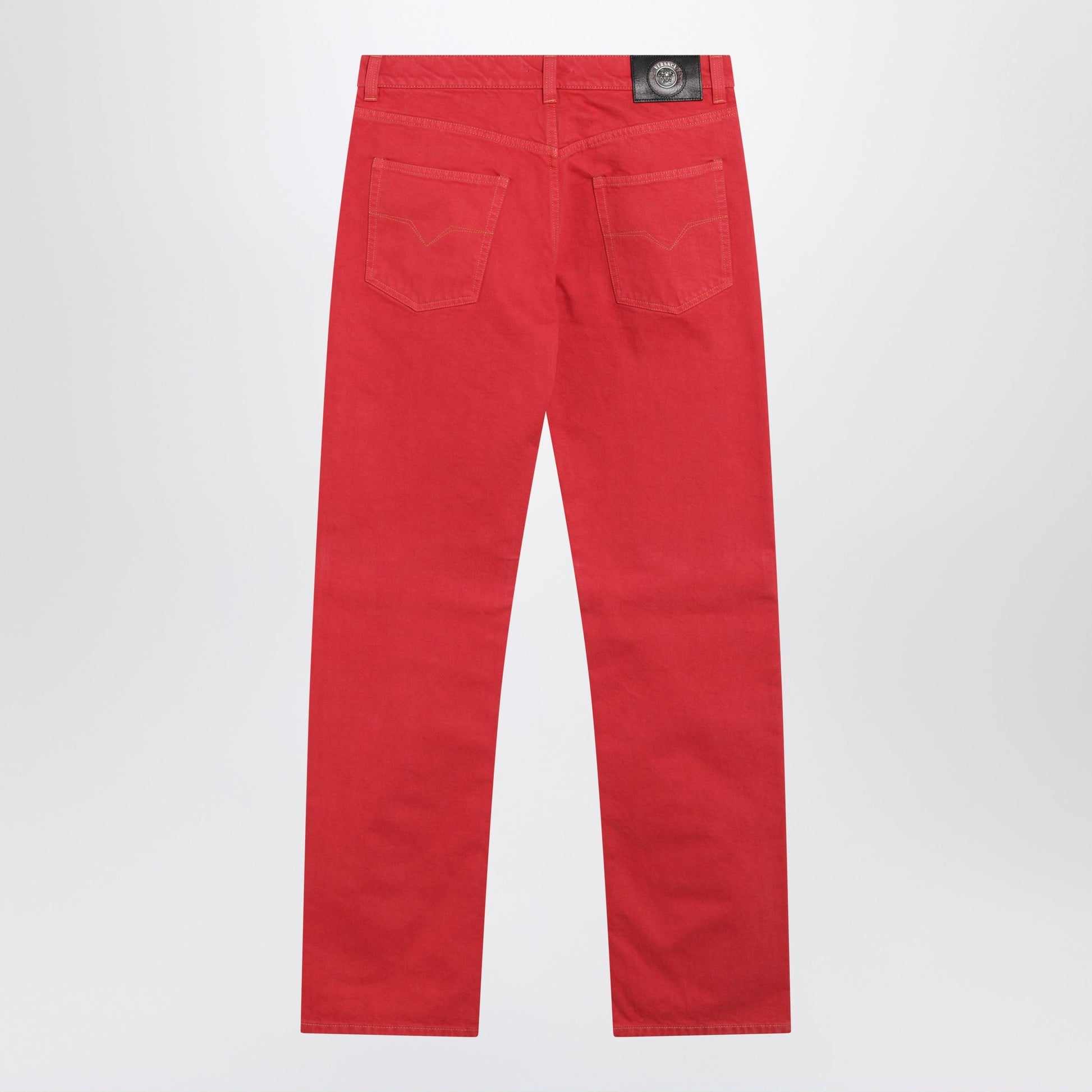 Versace Straight-Leg Cotton Denim Jeans In Red Men VERSACE