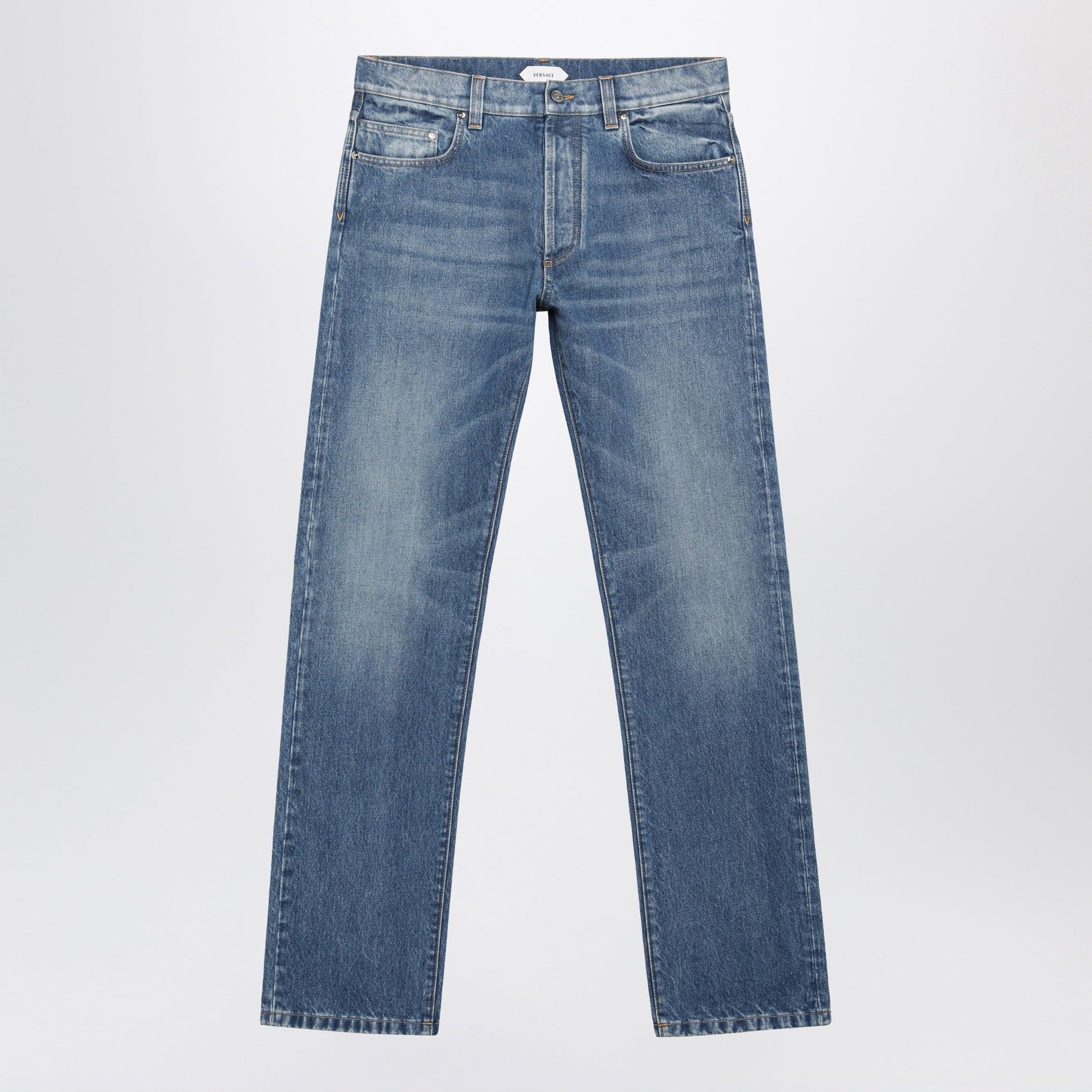 Versace Medium Blue Washed Jeans Men VERSACE