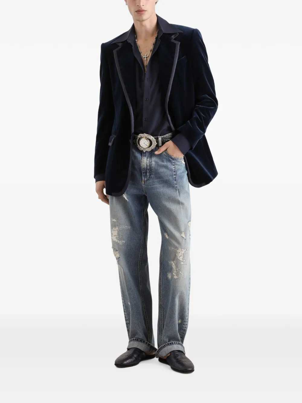 Dolce & Gabbana Men Sicilia Single-Breasted Velvet Jacket DOLCE & GABBANA
