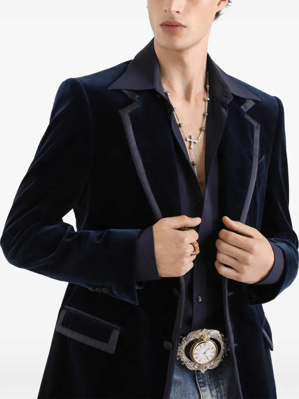 Dolce & Gabbana Men Sicilia Single-Breasted Velvet Jacket DOLCE & GABBANA