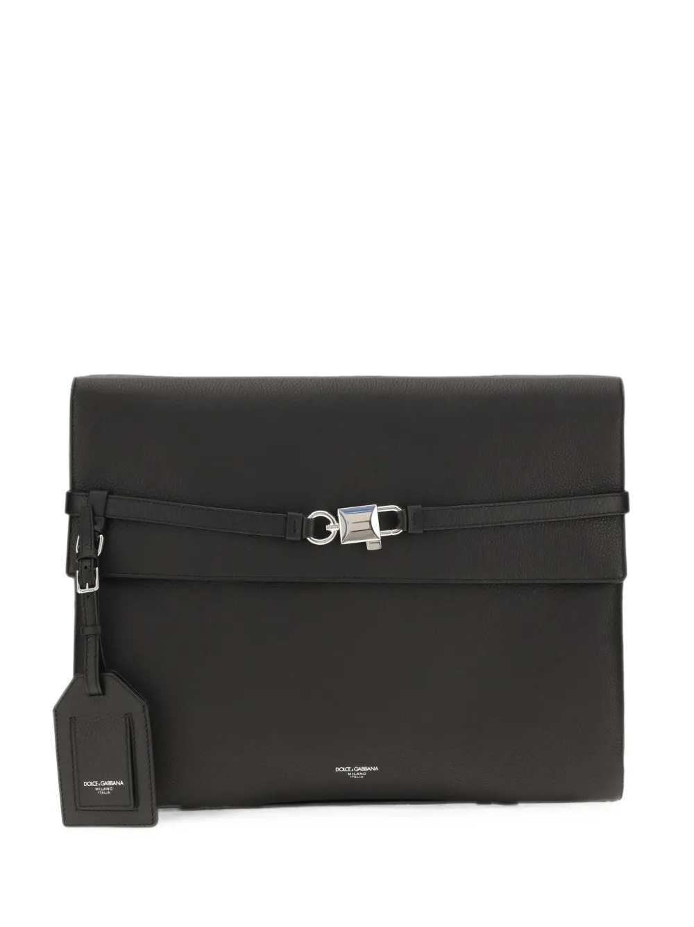 Dolce & Gabbana Men Leather Pouch With Padlock Detail DOLCE & GABBANA
