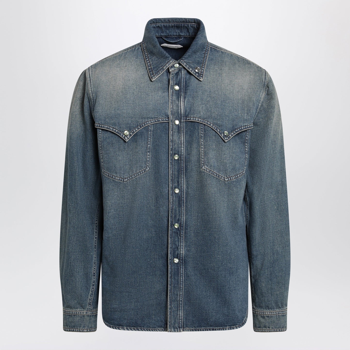 Versace Vintage Blue Denim Shirt Men VERSACE