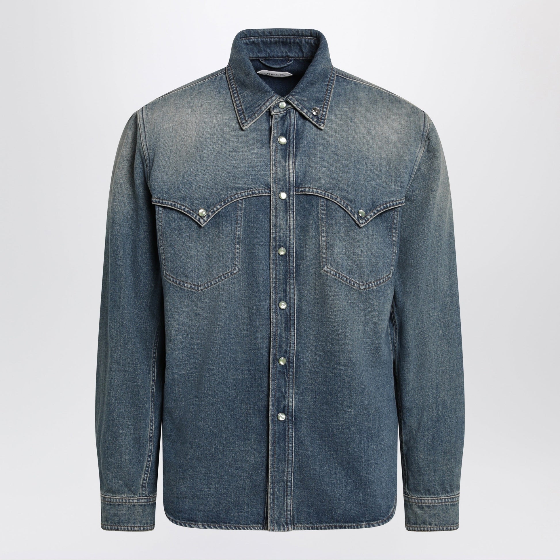 Versace Vintage Blue Denim Shirt Men VERSACE