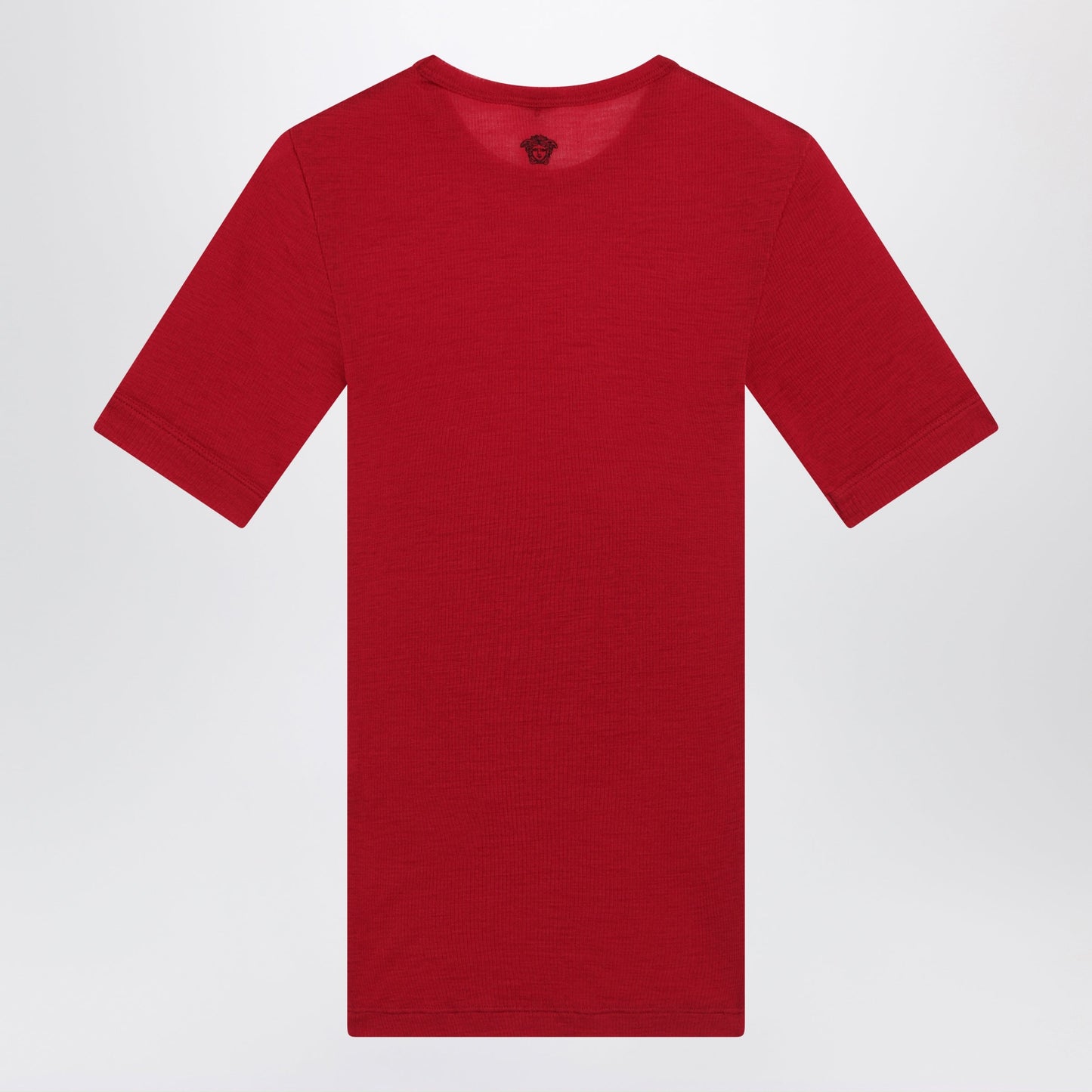 Versace Red Wool T-Shirt With Embroidered Logo Women VERSACE