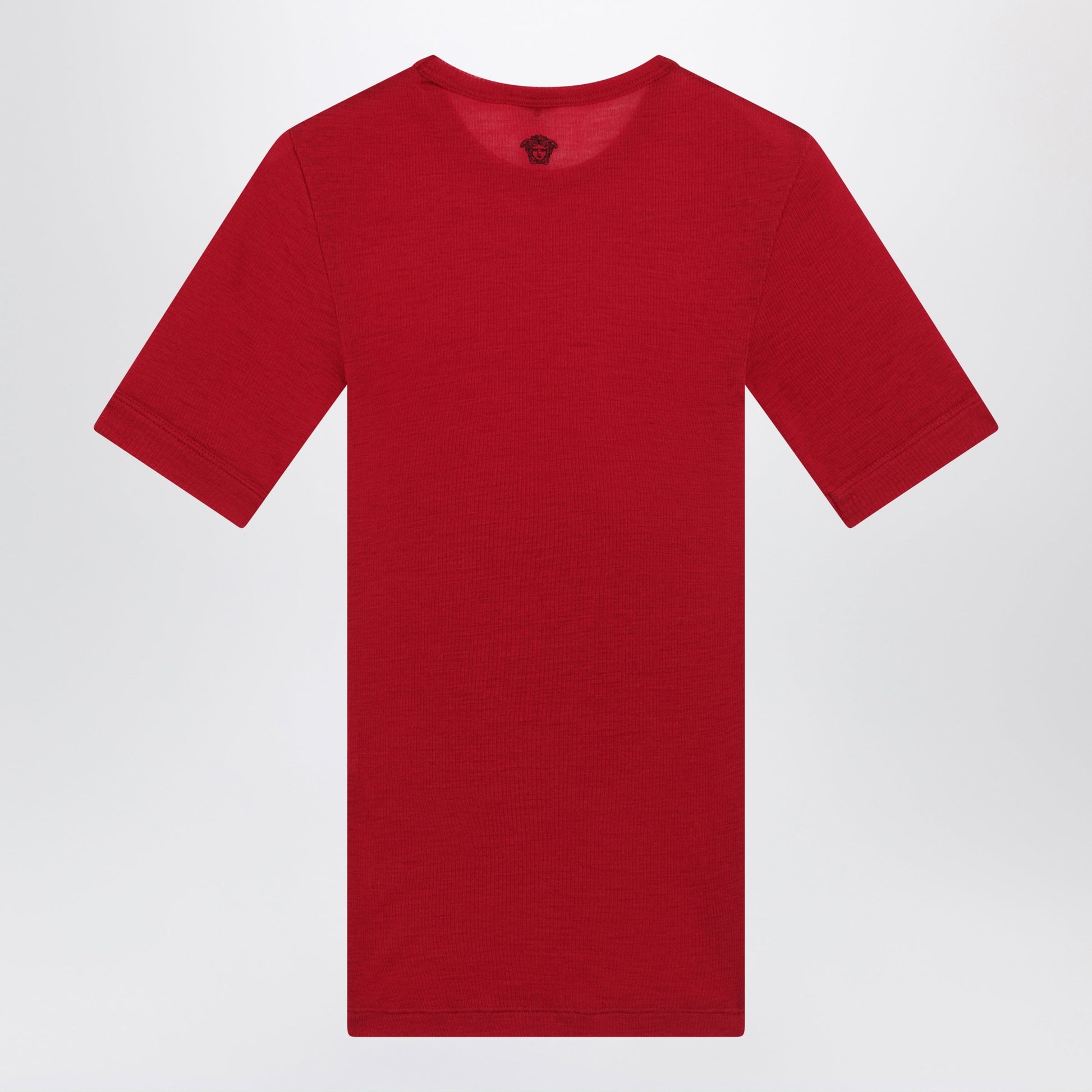 Versace Red Wool T-Shirt With Embroidered Logo Women VERSACE