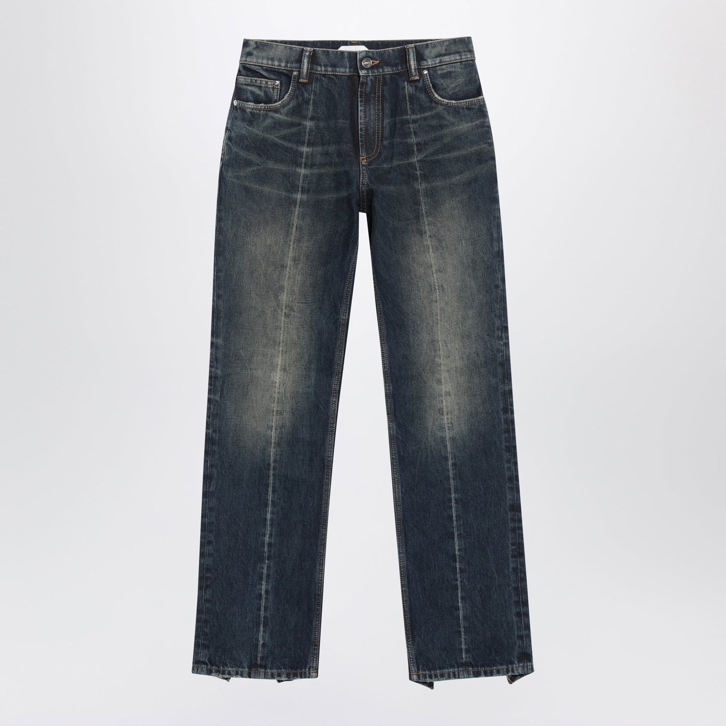 Versace Washed Regular-Fit Cotton Jeans In Dark Blue Denim Women VERSACE