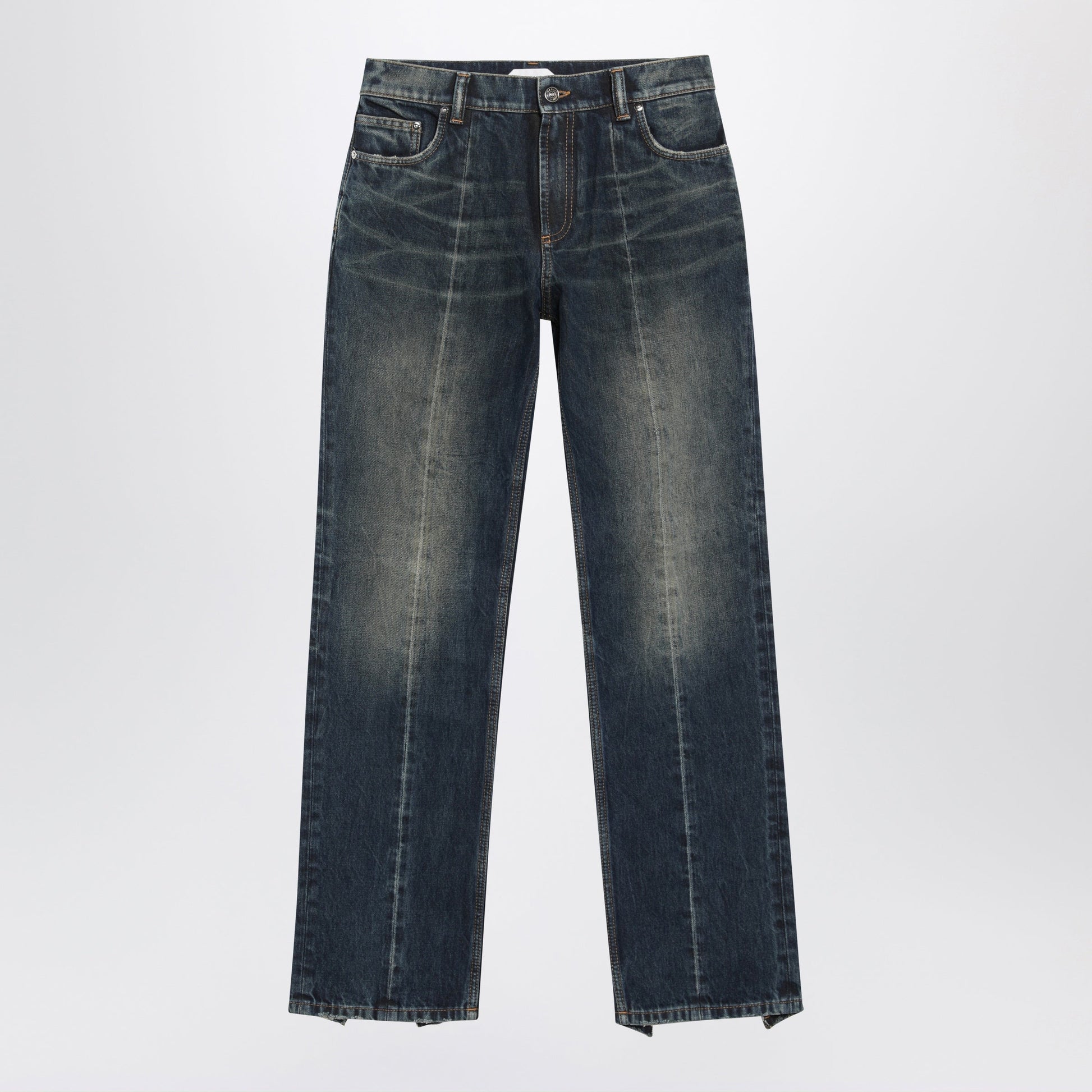 Versace Washed Regular-Fit Cotton Jeans In Dark Blue Denim Women VERSACE