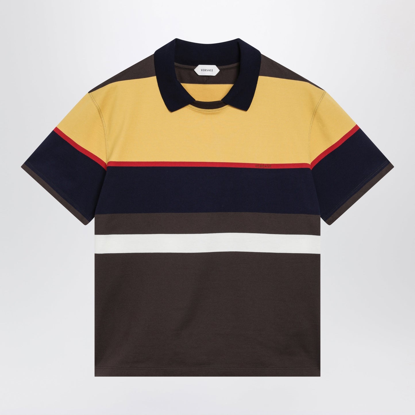 Versace Color-Block Striped Cotton Polo T-Shirt Men VERSACE