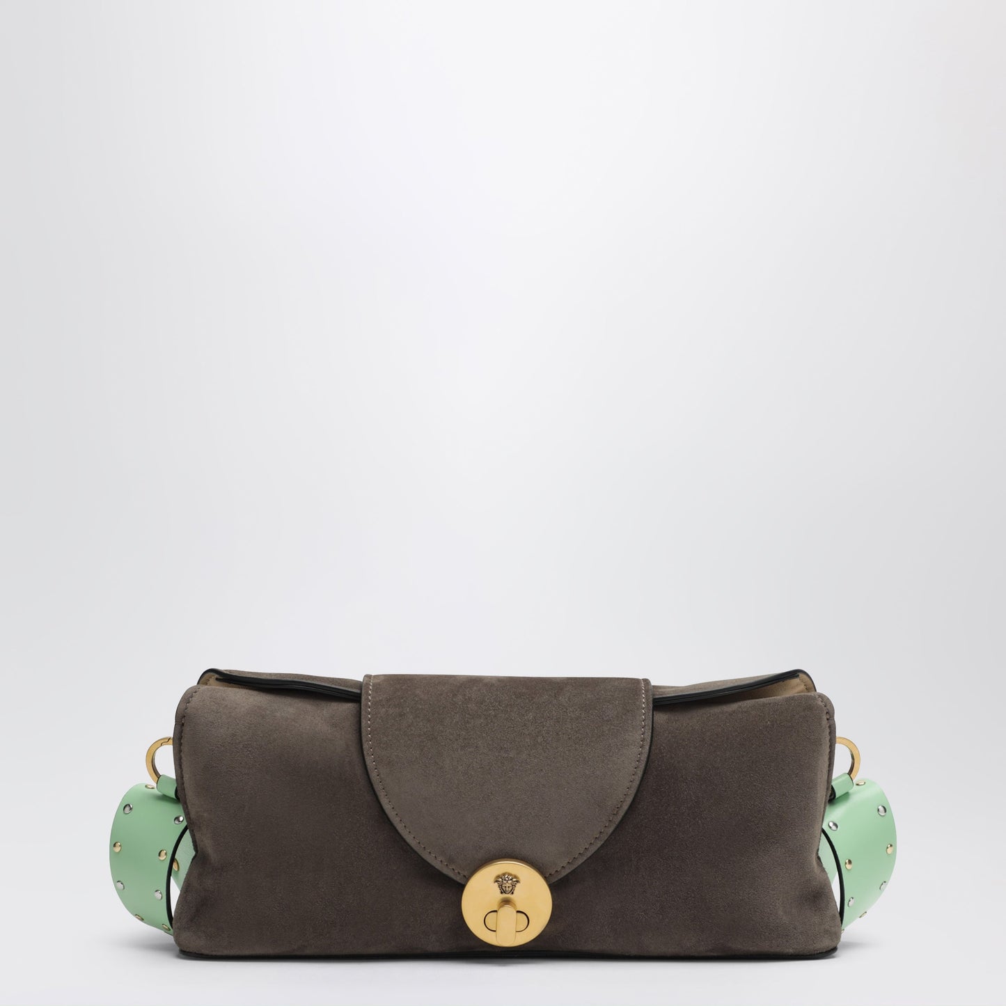Versace Vivian Pouch In Taupe/Mint Suede Women VERSACE