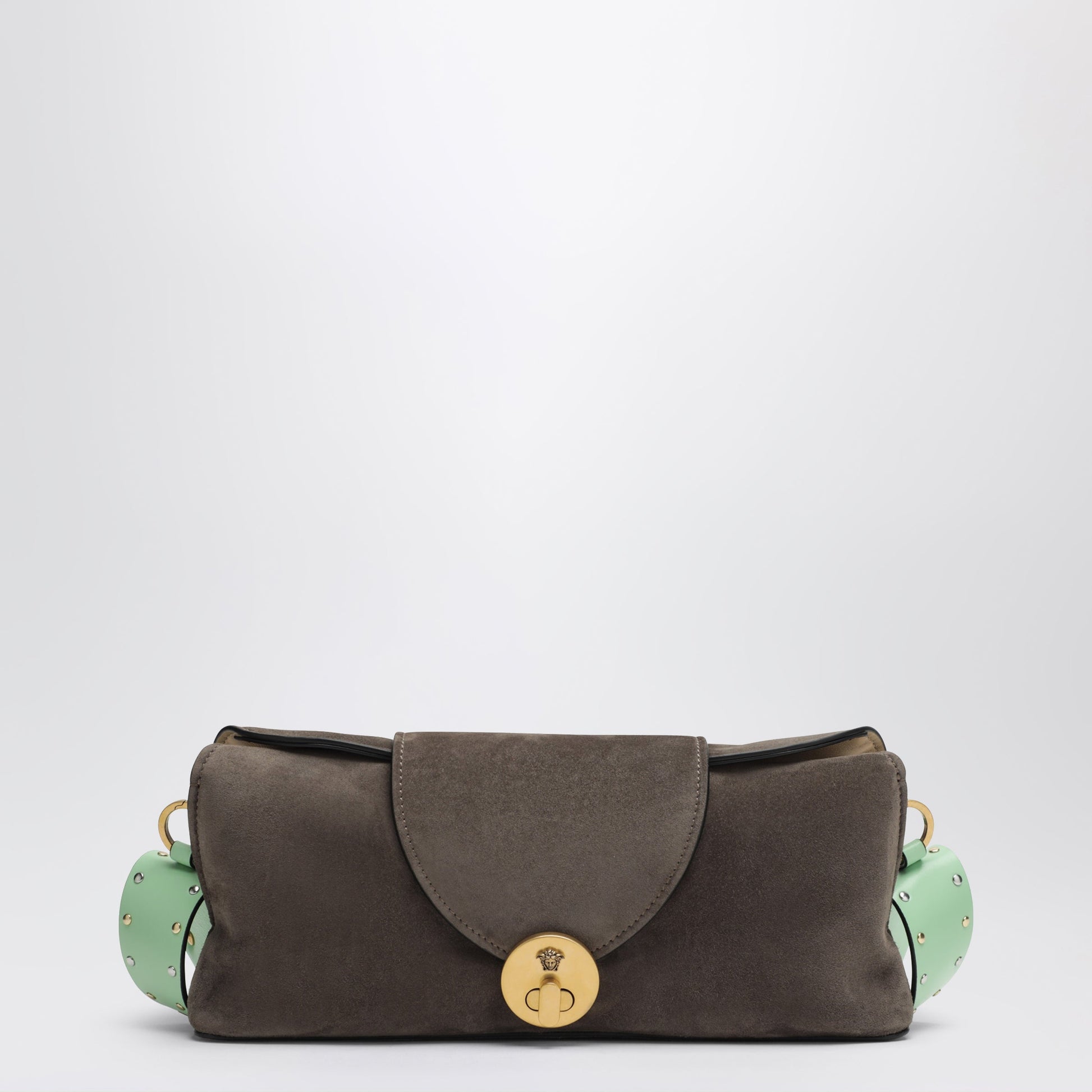 Versace Vivian Pouch In Taupe/Mint Suede Women VERSACE