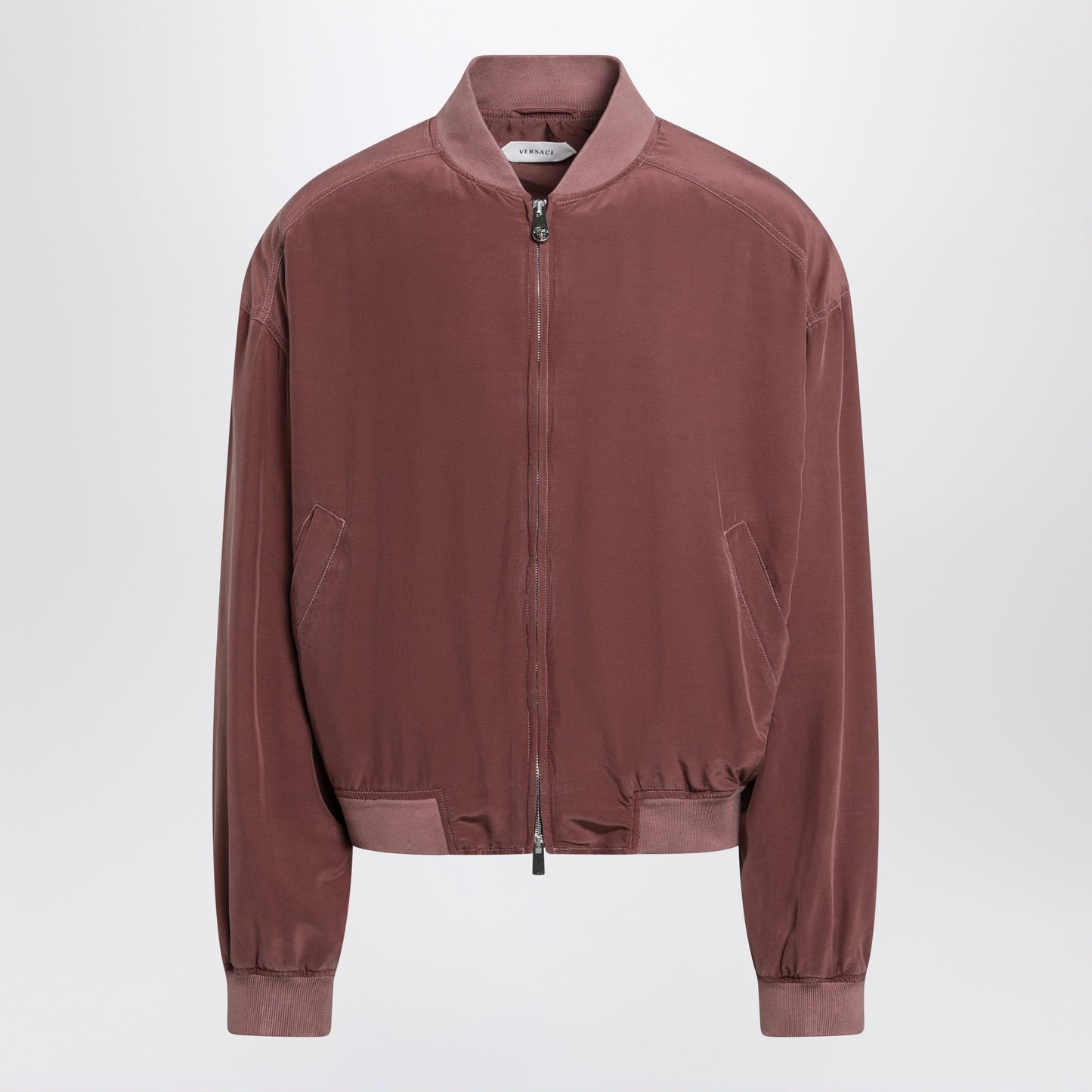 Versace Aubergine Silk Bomber Jacket Men VERSACE