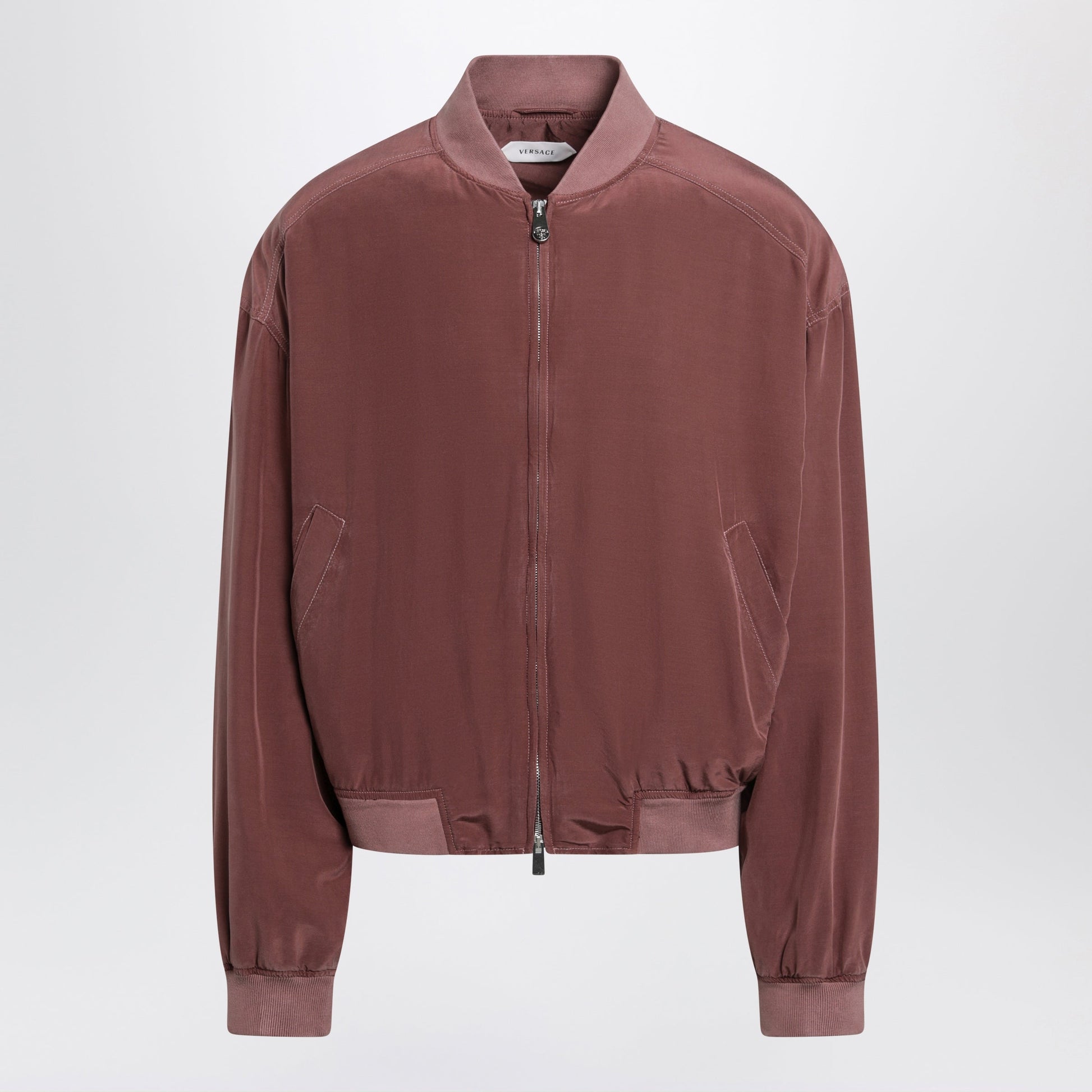 Versace Aubergine Silk Bomber Jacket Men VERSACE